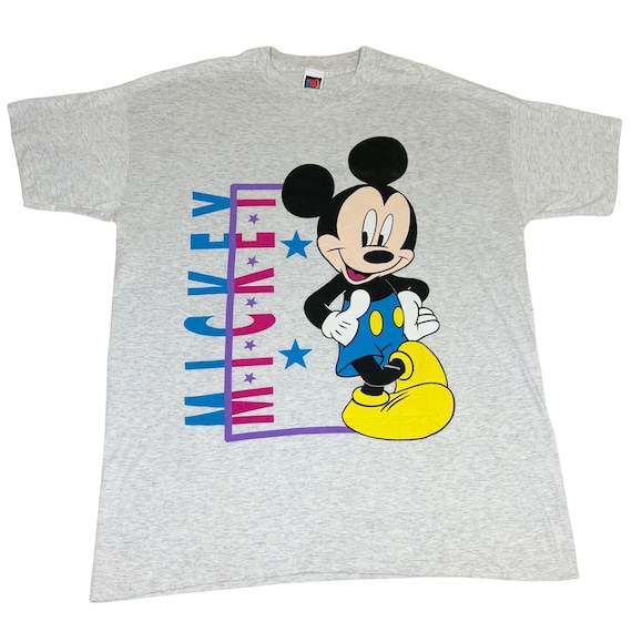 Vintage Mickey Mouse Sleep Shirt Night Gown One Size Gray Single Stitch Etsy UK