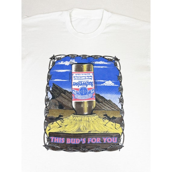 Vintage 90s This Buds for You T-Shirt White Budwe… - image 1