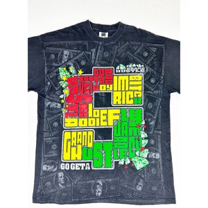 Vintage Y2K Hip Hop T-Shirt Black 2XL Hustle I&#39;m Rich Go Getta Bad Boy