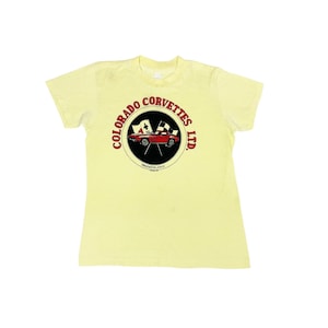 Vintage Corvette Colorado T-Shirt Yellow Small Cars Racing Club Single Stitch