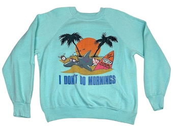 Vintage 80s Ron John Sudadera Blue Shark Beach Surfer 1988