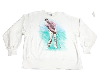 Sudadera Vintage Lee Golf 2XL Reverse Weave Blanco
