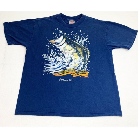 Vintage Large Mouth Bass Fish T-shirt XL Blue Missouri Single Stitch -   Canada