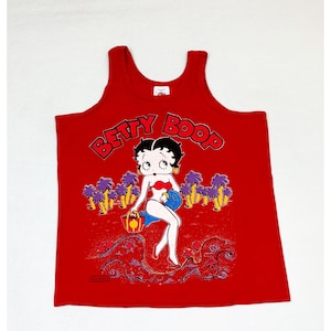 Vintage 1994 Betty Boop Tank Top Large Red Cartoon Single Stitch