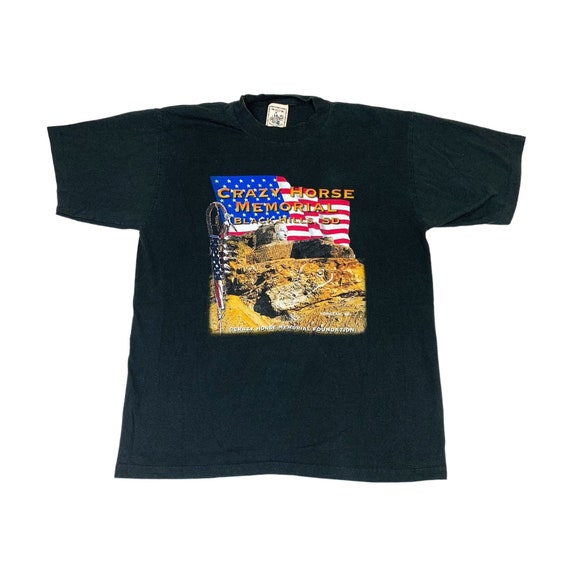 Vintage 90s Crazy Horse Memorial T-shirt Large Black Hills Single 