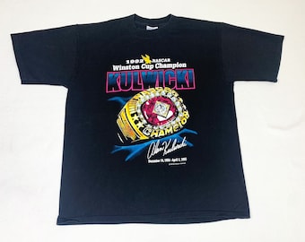 Vintage 1992 Nascar Winston Cup Camiseta Negro XL Kulwicki Campeón Single Stitch