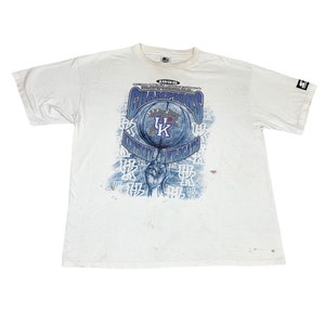 Vintage Starter 1998 University of Kentucky Wildcats T-Shirt White Large Basketball NCAA