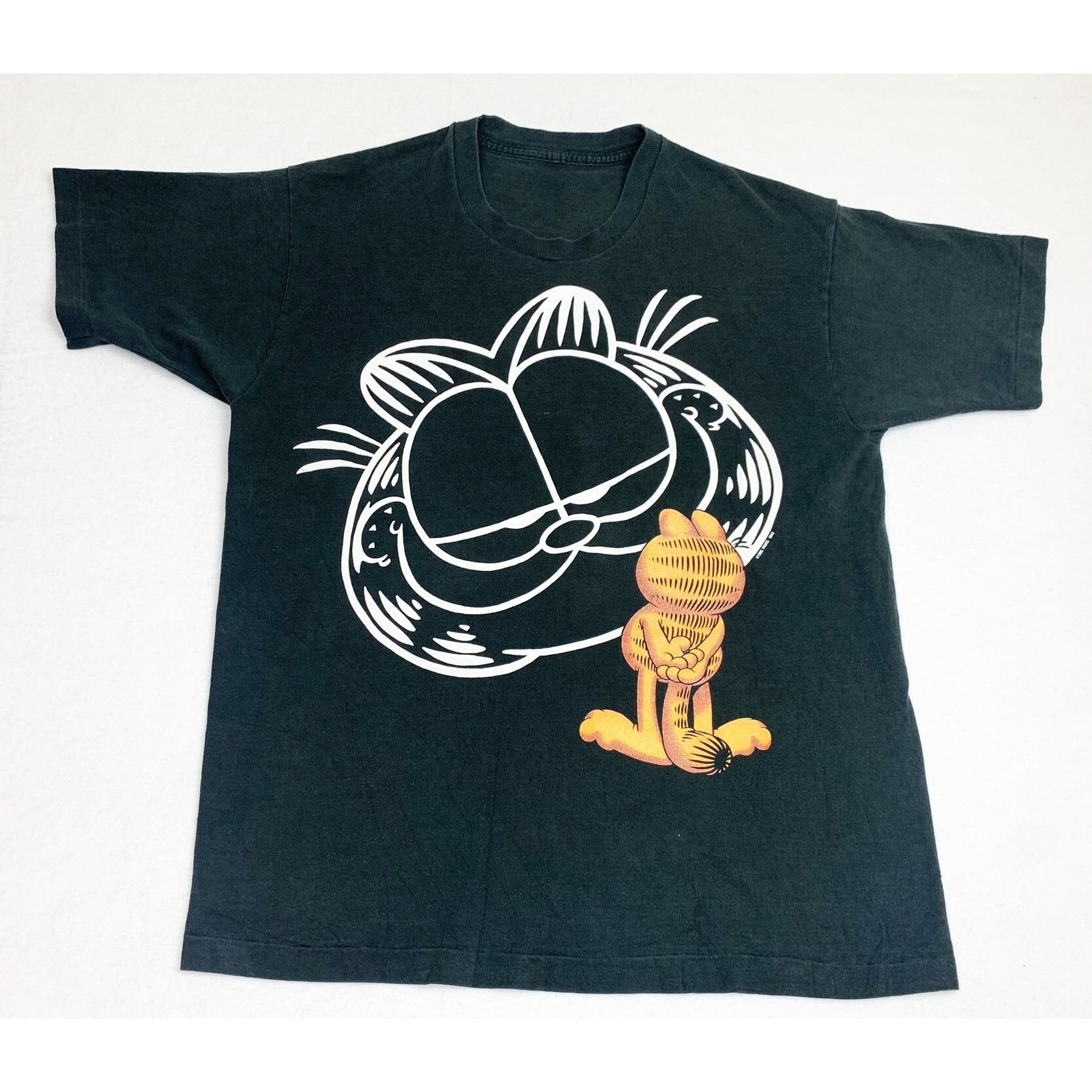 GARFIELD 90sヴィンテージtシャツ Vintage 90s Garfield T-shirt Black 1995 Big Face Cartoon