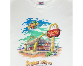 Vintage 1994 McDonalds Flintstones T-Shirt XL Rocdonalds Sleeveless Single Stitch