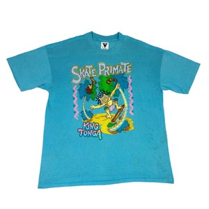 Vintage Skate Primate T-shirt XXL Blue King Tonga Skateboard Single Stitch