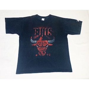 Vintage 90s Starter Chicago Bulls T-Shirt Black XL Basketball Single Stitch