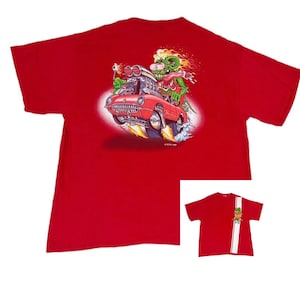 Vintage 1998 Rat Fink Ed Roth T-shirt Red Hot Rod 90s