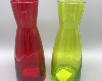 Your Choice- Red or Green Bormioli Rocco Wine Water Carafe or Vase- Made in Italy- Italian Glass