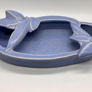 McCoy Pottery Periwinkle Blue Double Lily Bulb Planter Plant Pot