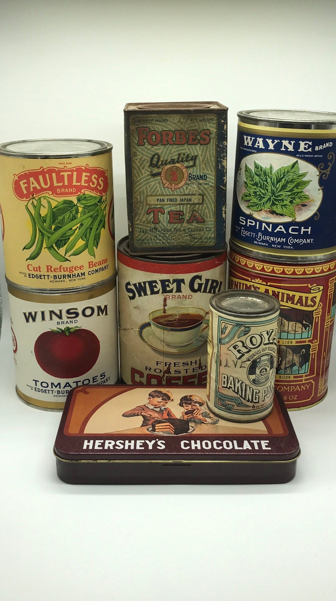 Vintage TIN COFFEE CANS Squares instant Download Digital Printable