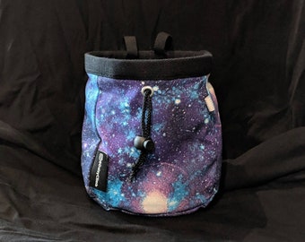 Purple galaxy rock climbing chalk bag