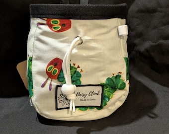 Hungry Hungry Caterpillar print rock climbing chalk bag