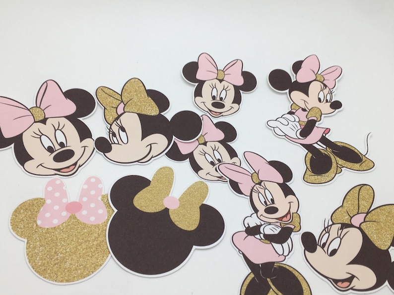 Minnie Mouse Gold Theme Cut Outs Scrapbooking Card Making Journaling Crafting DIY Ephemera Birthday Parties Banners Decor Invites