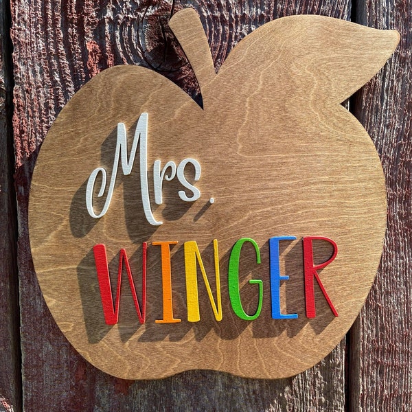 Apple Teacher Sign | Personalized Teacher Sign | Teacher Gift | Custom Teacher Gift | Teacher Appreciation Gift | End of Year Teacher Gift