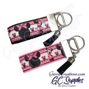 Keyfob - Mouse Pink Dots - Handmade keyring keychain - perfect gift backpack pull