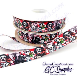 Horror Boys - USDR Grosgrain Ribbon 7/8” & 5/8” Horror Boys Valentine Hearts Blood Splatter Love