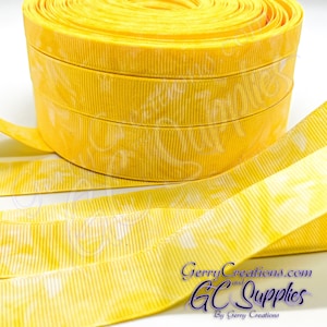 Marble - Yellow - USDR Grosgrain Ribbon 7/8”, 5/8” & 3/8” Marble Effect Double Sided Yellow