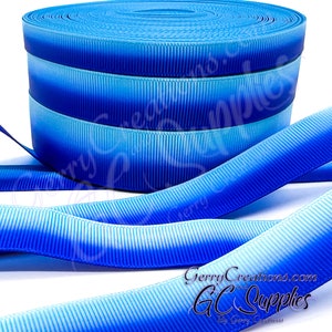USDR Grosgrain Ribbon 7/8”, 5/8” & 3/8” light blue to dark blue ombre