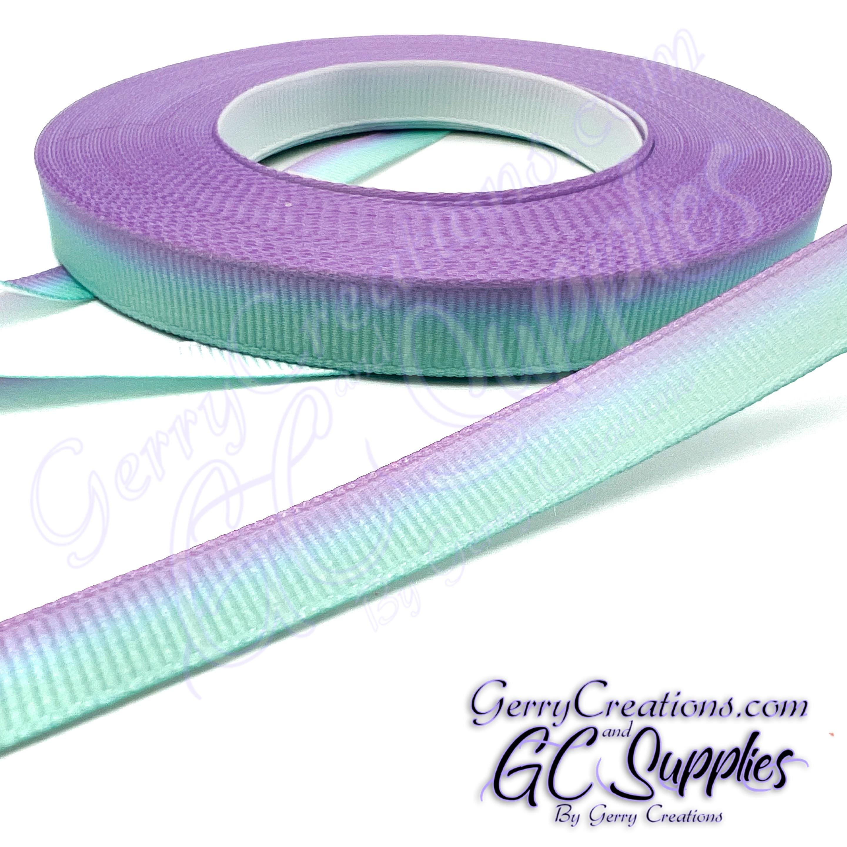 Mwa Ribbon Ombre - Green Turquoise Purple - USDR Grosgrain Ribbon 7/8”, 5/8” & 3/8 ...