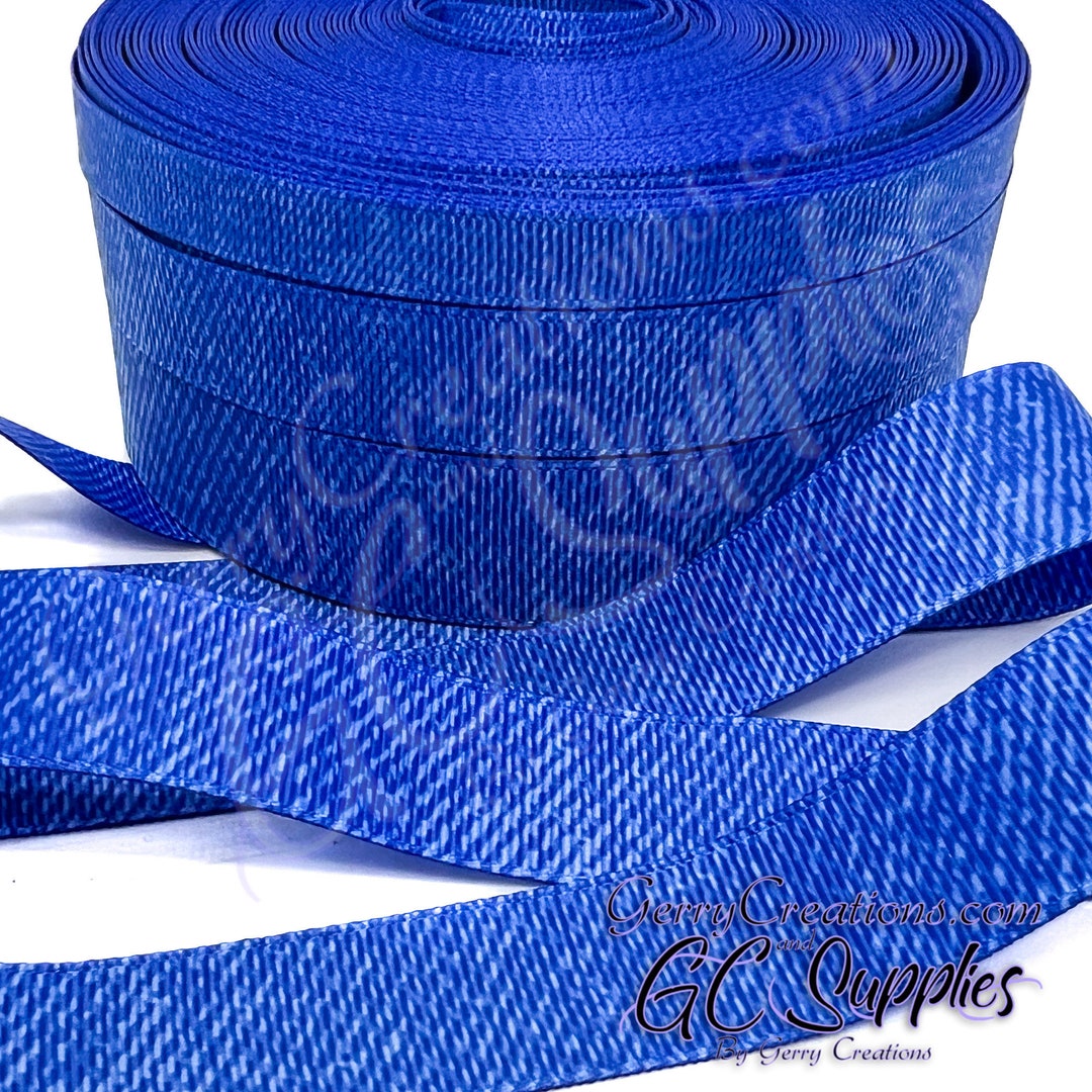 Blue Denim - USDR Grosgrain Ribbon 7/8”, 5/8” & 3/8” Faux Blue Denim ...