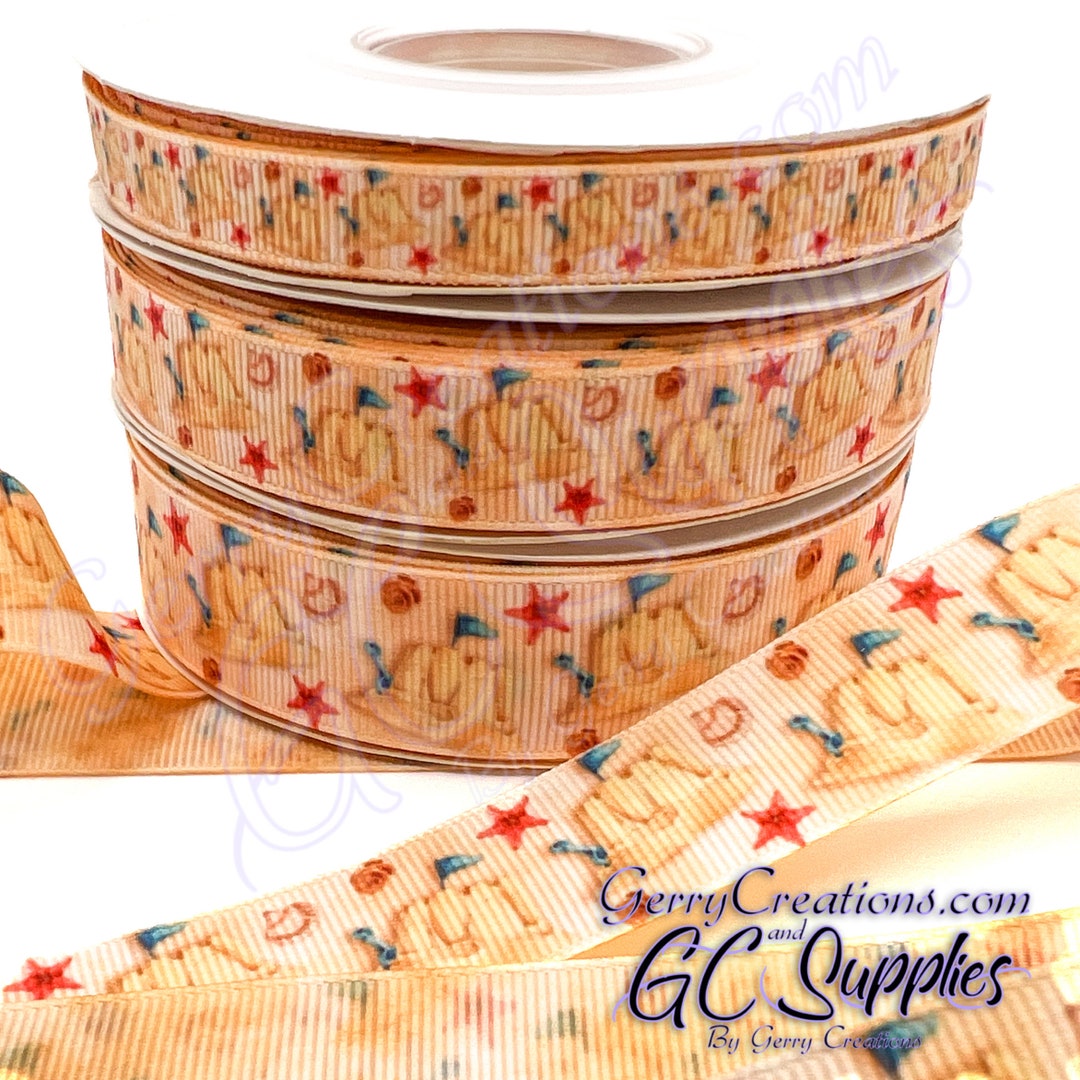 Strandkorb Ribbon Beach Sand Castles - USDR Grosgrain Ribbon 7/8”, 5/8” & 3/8 ...
