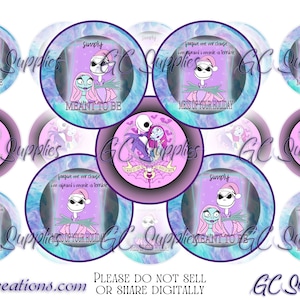 Pastel Pink Christmas Skeleton and doll jack sally BCI Digital Download Only Bottle Cap Images bow centers resin centers 1 inch circle
