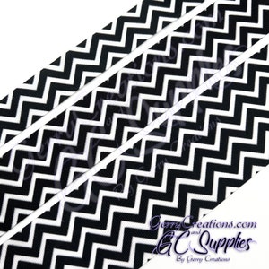 Price is by the Yard - Grosgrain Ribbon 2.25”, 1.5” &  1” Black and White Chevron