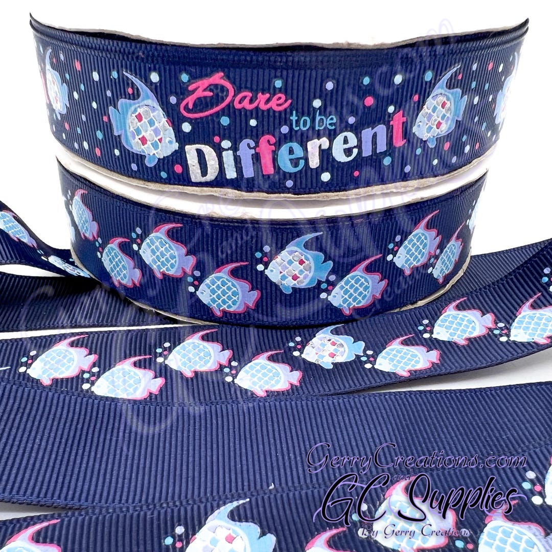 Dare Ribbon Dare to Be Different - Dark Blue - USDR Grosgrain Ribbon 7/8” Colorful ...