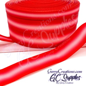 USDR Grosgrain Ribbon 7/8”, 5/8” & 3/8” red to white to red ombre