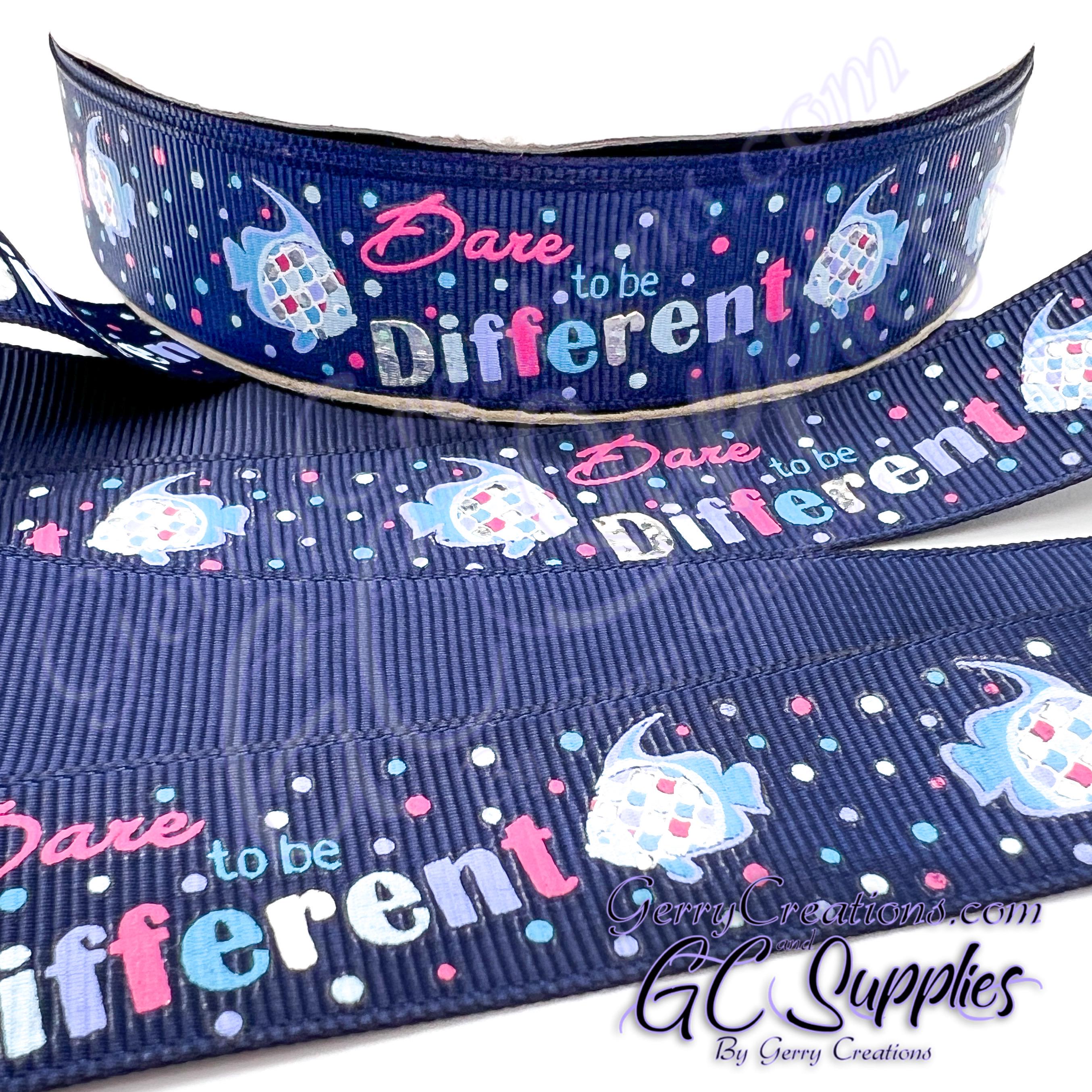 Dare Ribbon Dare to Be Different - Dark Blue - USDR Grosgrain Ribbon 7/8” Colorful ...