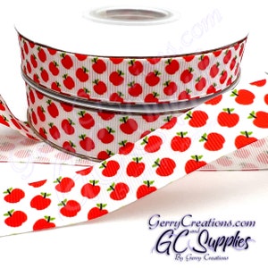 B2S Back to School - Apples - USDR Grosgrain Ribbon 7/8” & 5/8” Red Apple Back to School Teacher