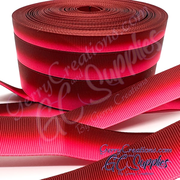 USDR Grosgrain Ribbon 7/8”, 5/8” & 3/8” dark red to light red Ombre