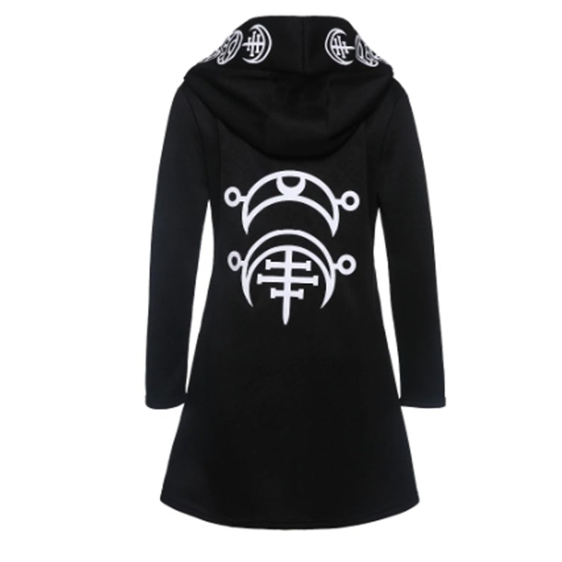 Hoodies Gothic Casual Cool Chic Black Plus Size Women Sweatshirts Loose Cotton Hooded Plain Print Female Punk Hoodies