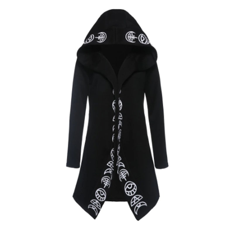 Hoodies Gothic Casual Cool Chic Black Plus Size Women Sweatshirts Loose Cotton Hooded Plain Print Female Punk Hoodies