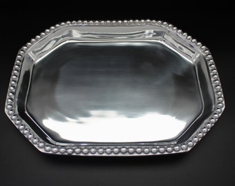 Dollhouse Miniature Round Metal Tray or Large Plate with Pewter Finish