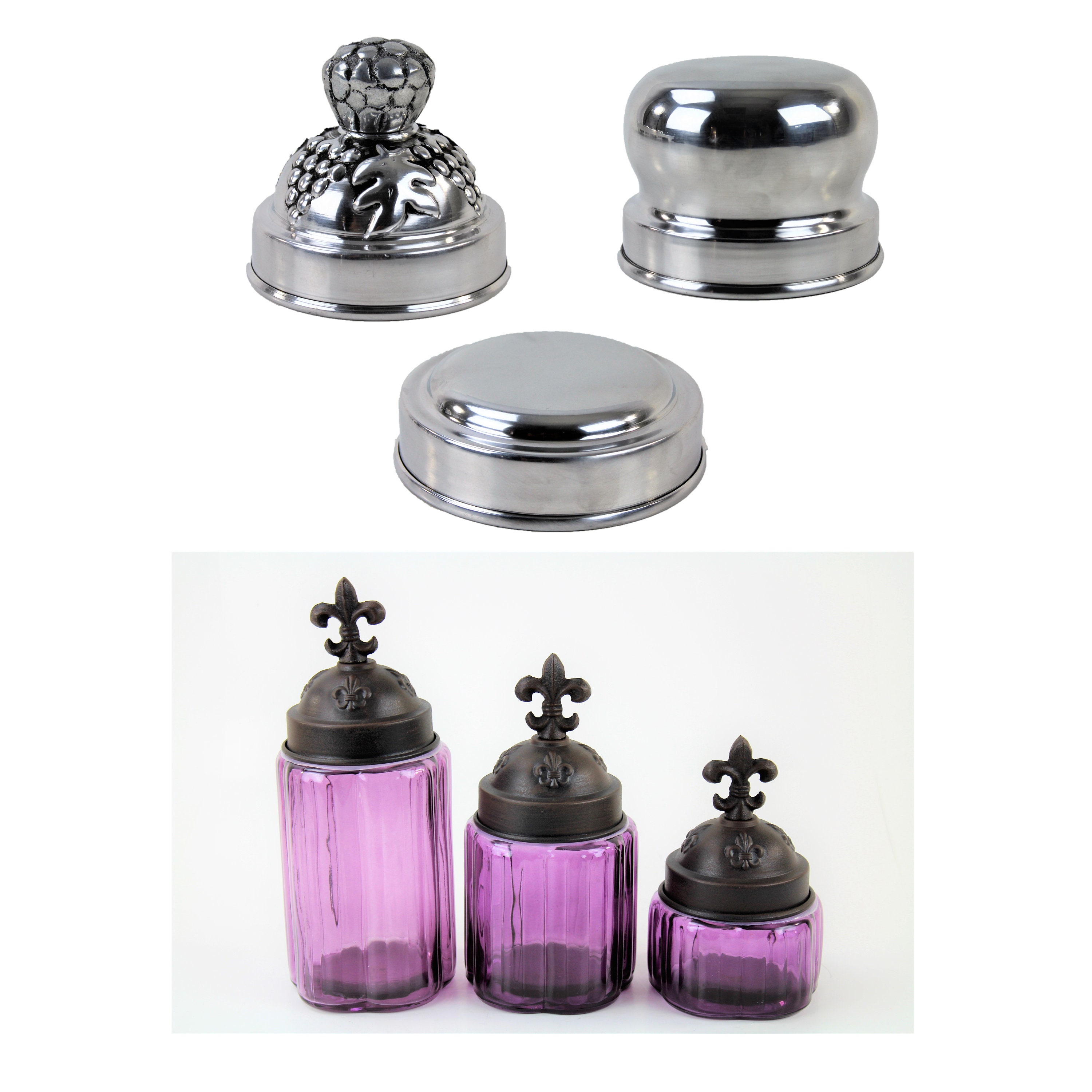 Purple Glass Canisters Set/3 With TopsFREE Salt & Pepper Etsy