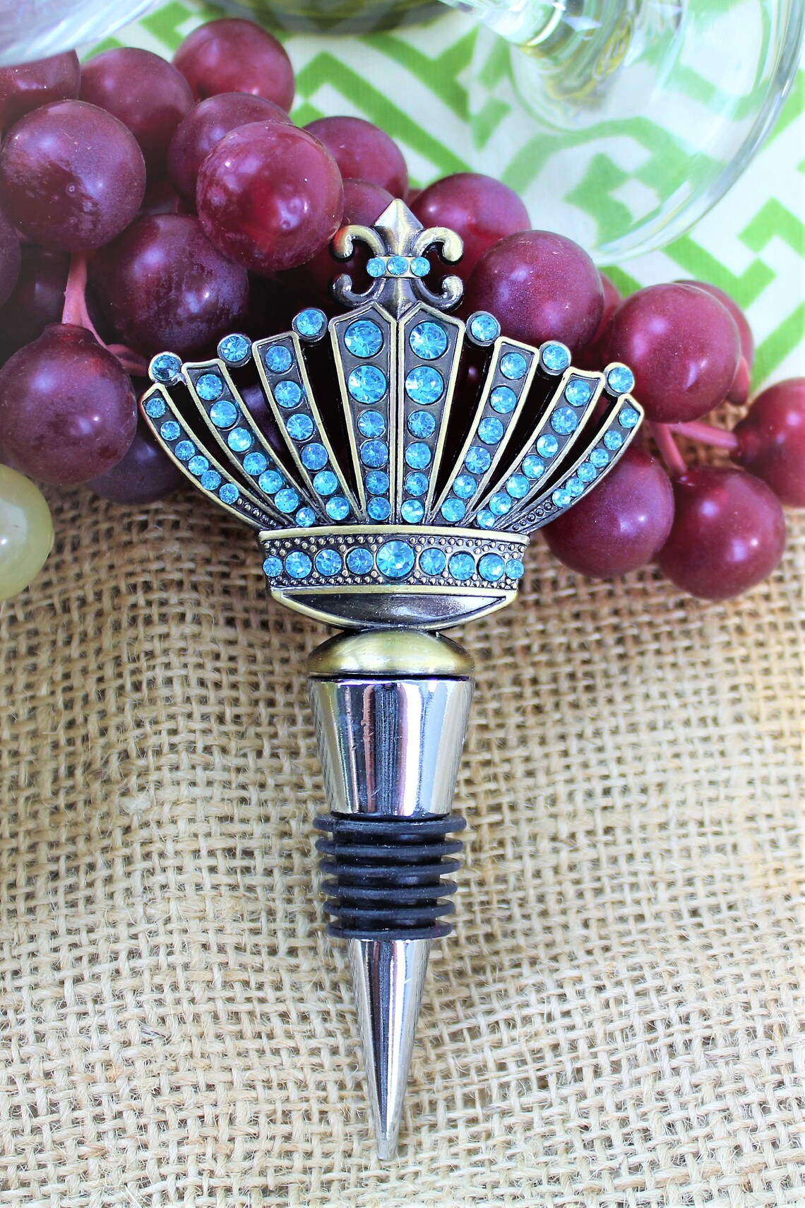 Crystal Crown Wine Stopper Etsy