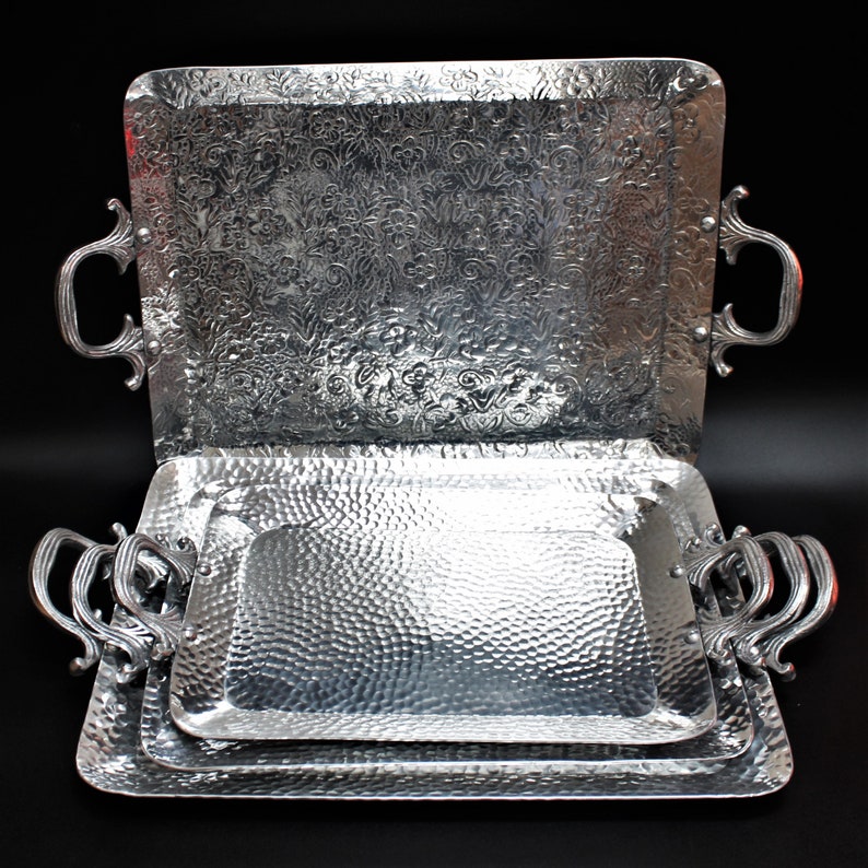 Extra Large Serving Platter Plain Hammered And Grape Design Etsy