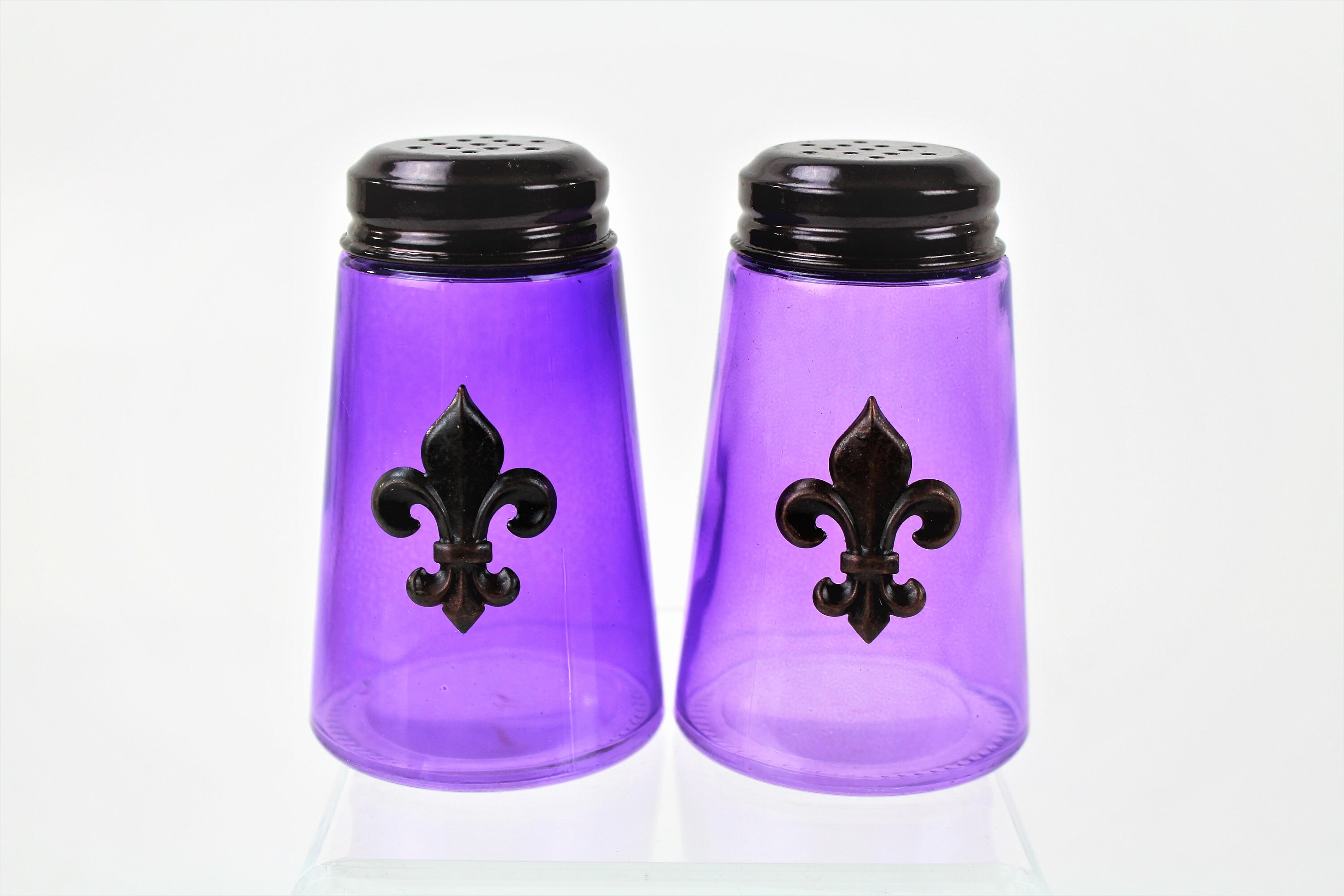 Purple Glass Canisters Set/3 With TopsFREE Salt & Pepper Etsy