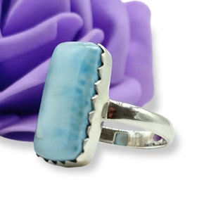 Genuine Larimar Ring, Larimar Silver Ring, Larimar Ring, 925 Silver Ring, Sterling Silver Larimar Ring, Larimar Jewelry, Valentines Day Gift