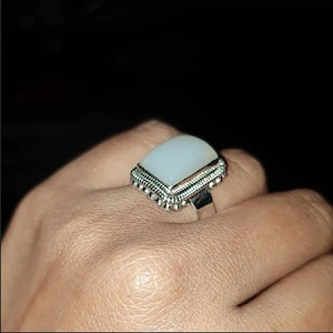 Lucifer Morningstar Ring | 925 Sterling Silver | Rectangle Shape | White ONYX Gemstone | Chloe Decker Ring Handmade Silver Ring Gift for her