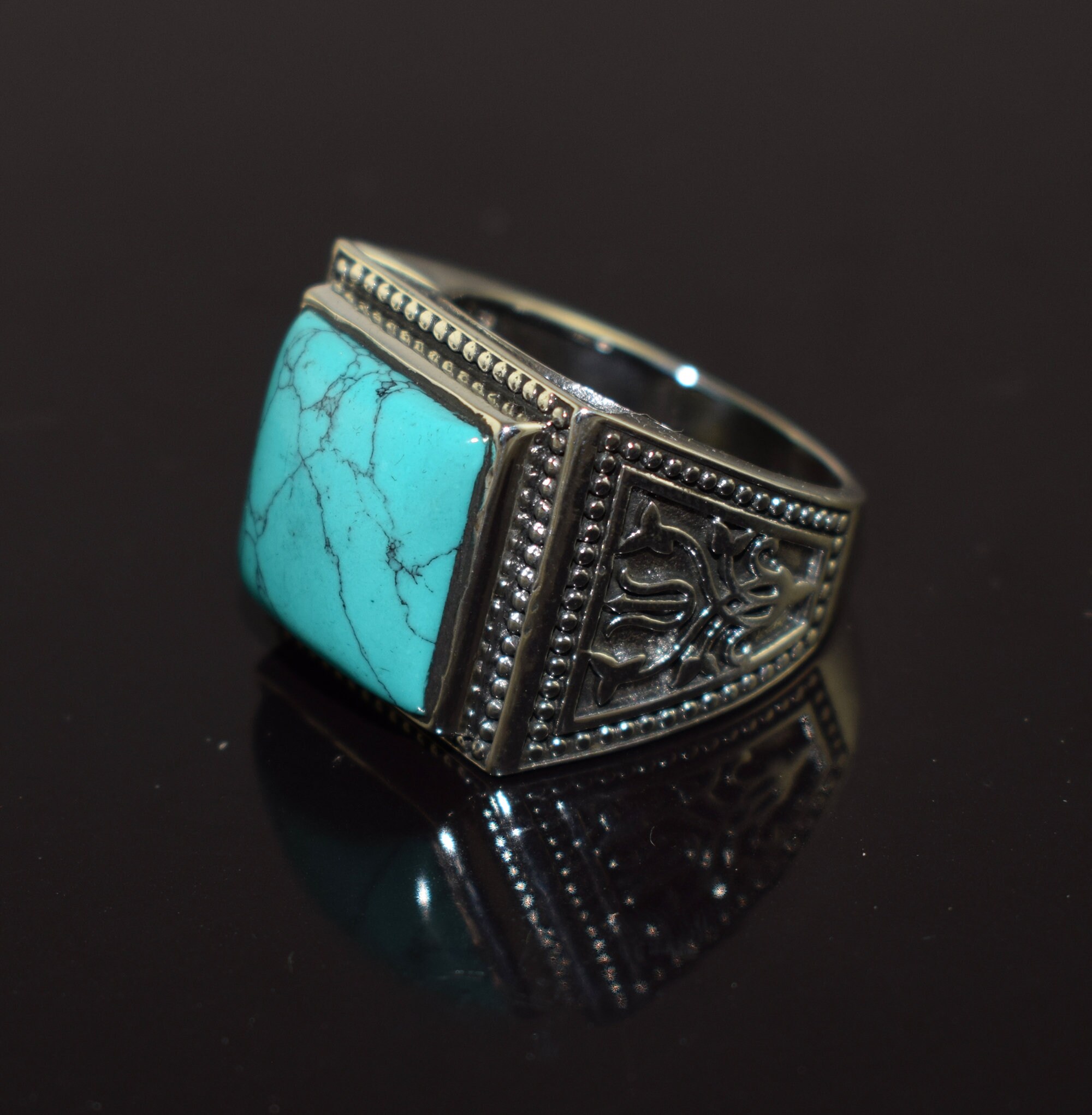 Solid 925 Sterling Silver Rings, Rings for Men Turquoise Solid 925 Sterling Silver Rings, Rings for Men Turquoise