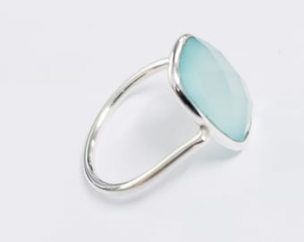 Boho Statement Ring - Aqua Quartz Sterling Silver Ring - Hand Crafted Bohemian Ring-Bohemian Ring - Aqua Quartz - Rings -Gift for Her