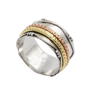 Spinner Ring, Fidget Ring, Flower Spinner Ring, Solid 925 Sterling Silver Ring, Anxiety Ring, Spin Ring, Handmade Ring, Meditation Ring