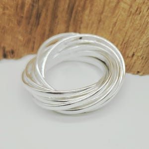 925 Sterling Silver Ring, 10 Rolling Ring, Multi Band Rings, Handmade Ring, Interlocked Ring, Statement Ring, Gift For Her, Wedding Bands